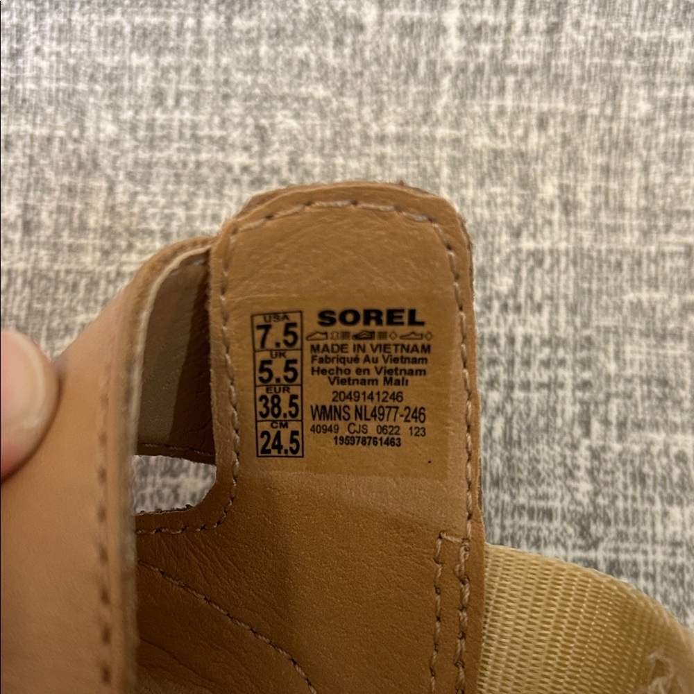 Sorel Women's Tan Leather Sport Sandals with White Sole - Picture 12 of 15